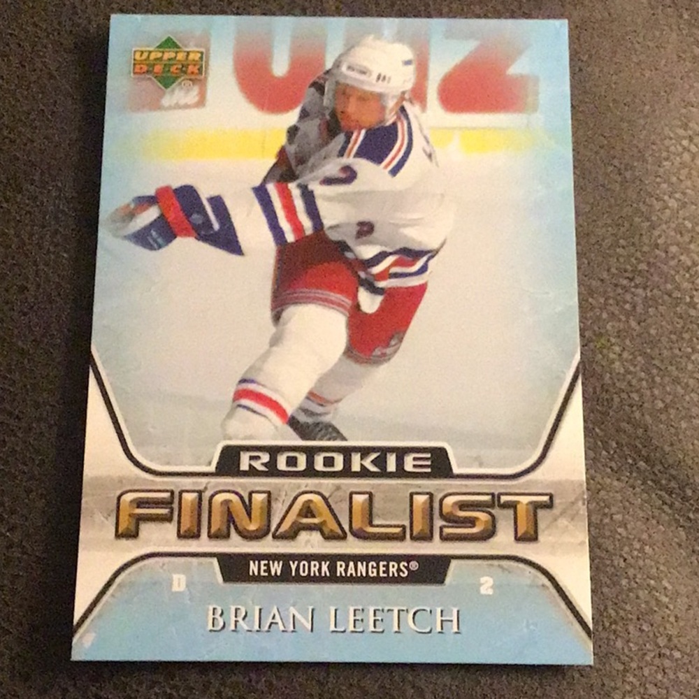 BRIAN LEETCH ROOKIE FINALIST NY RANGERS HOCKEY CARD, UPPER DECK